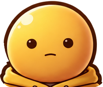 Mustard, a round yellow character in a hoodie